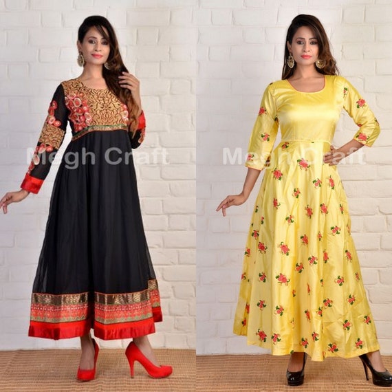 Women Anarkali Kurta Palazzo Dupatta Bollywood Style Kurti Partywear Long  Gown | eBay