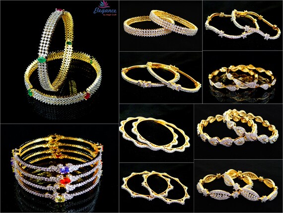 Indian Designer American Diamond Bangles wholesale Mix Lot 25