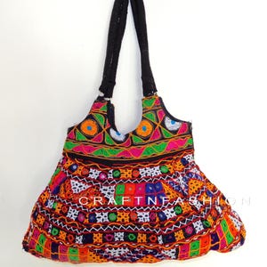 Gujarati Kutch Hand bestickte Tasche - Indische Banjara Tasche - Frauen bestickte Einkaufstasche - Boho Handtasche - Zigeuner Hippie Schultertasche