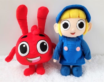 Morphle and girl plush sculpture