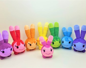 Set of 8 bunnies plush sculptures