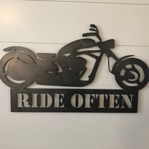 Ride Often Motorcycle Metal Sign