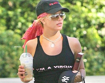Britney Spears Virgin Tank Top - Y2K Slogan Baby Tee - 2000s McBling Women Racerback Tank