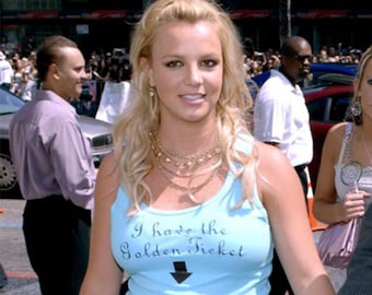 Britney Spears I Have The Golden Ticket Tank Top - Britney Spears Y2K Slogan Clothes - Britney Spears Pregnancy Tee 2000s Mcbling