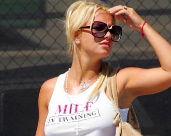 Britney Spears MILF in Training Tank Top - Y2K Slogan Baby Tee - Mcbling 2000s Women Racerback