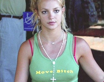 Britney Spears MOVE BITCH Tank Top - Britney Spears Y2K Baby Tee - Britney Spears Clapback T-Shirt 2000s Mcbling