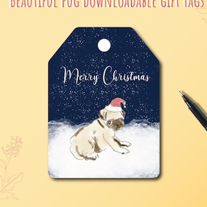 Christmas Pug Download and Print at Home Gift Tags