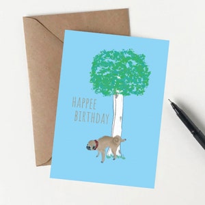 Peeing Pug Birthday Card