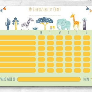 Afdrukbare Kids Reward Chart - Schattige dieren. Afdrukbare. Direct downloaden. Sticker beloningstabel.