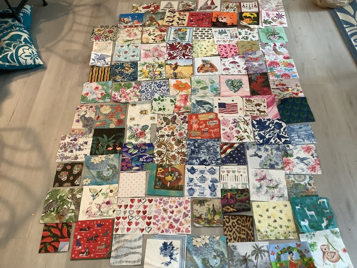 Clearance 100 Decoupage Paper Napkins Ring Dishes Memory Etsy