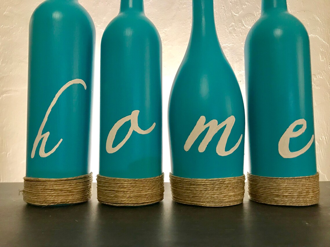 HOME Wine Bottle Decoration Home Decor Painted Wine Etsy