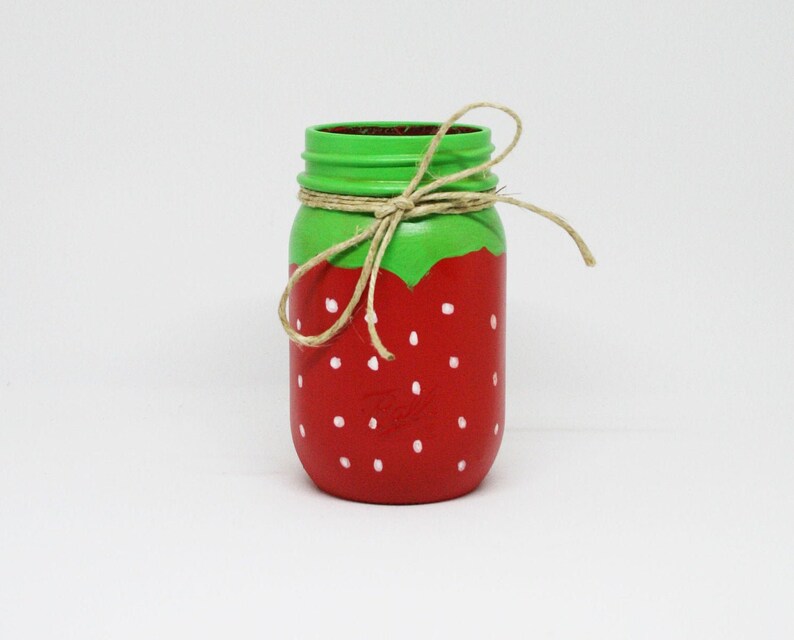 Strawberry Pint Mason Jar BBQ Centerpiece Flower Vase Etsy