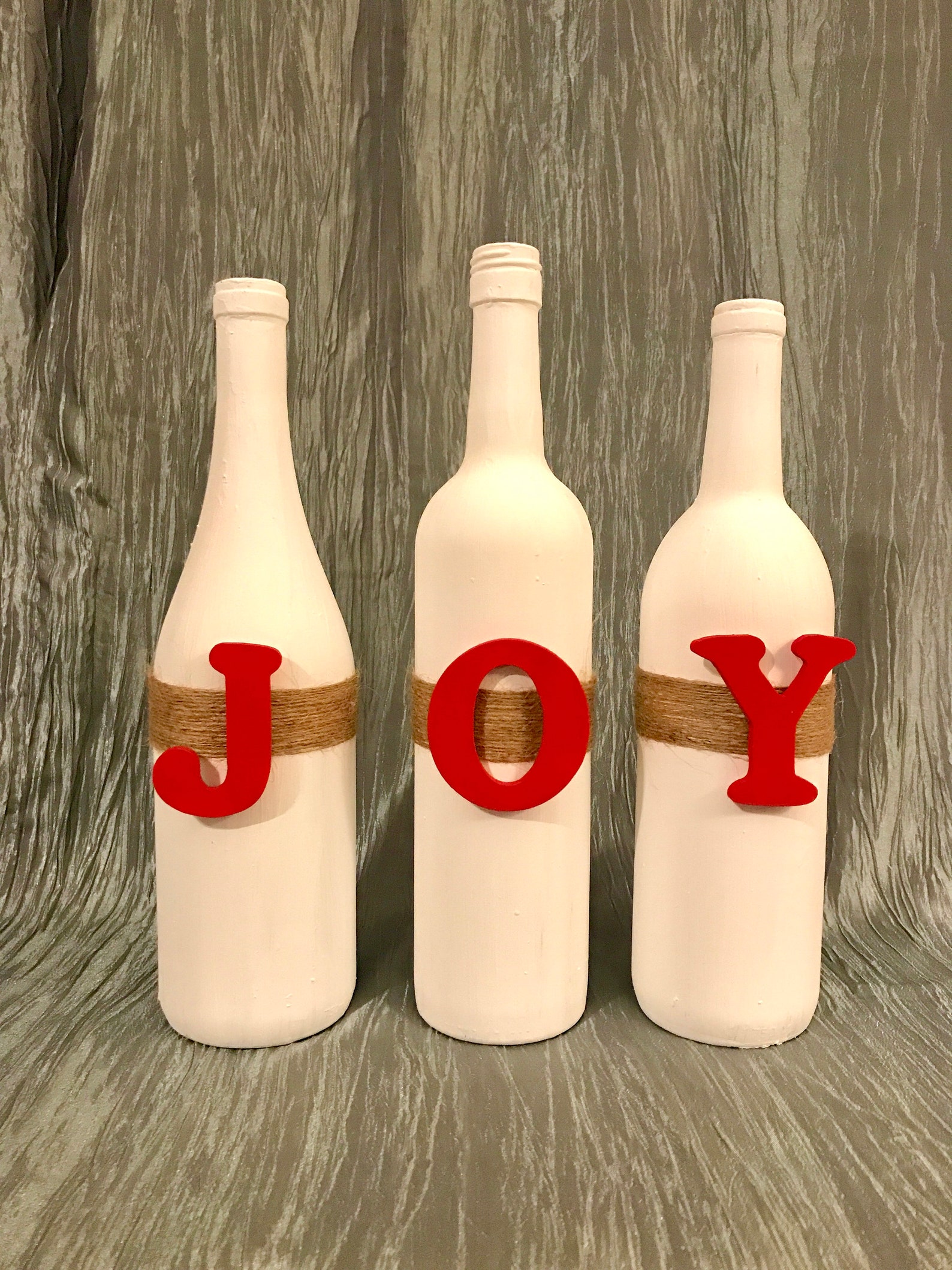 JOY Wine Bottle Decoration Christmas Decoration Painted Etsy