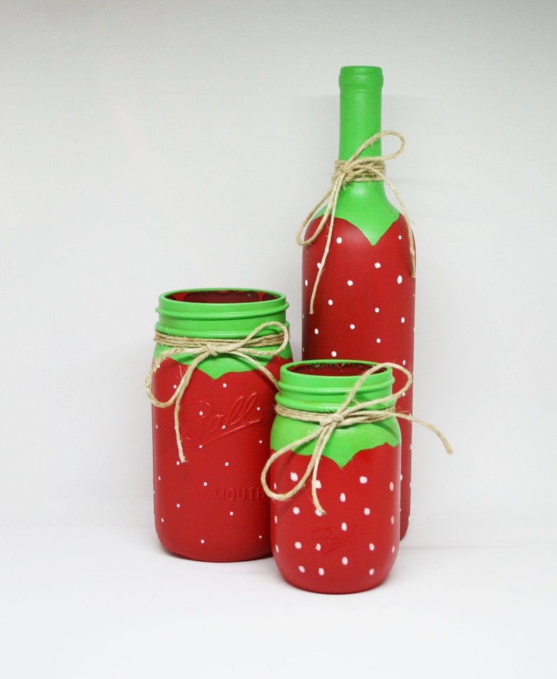 Strawberry Pint Mason Jar BBQ Centerpiece Flower Vase Etsy