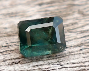 Beautiful natural Teal Sapphire Emerald cut shape faceted loose gemstone 0.87 Ct 5.05x3.95x3.66 mm for jewelry making, September birthstone