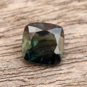 GSI certified natural unheated green Teal Parti Sapphire 0.65 carat cushion cut loose gemstone 5.00x4.96x2.60 mm, September birthstone