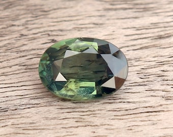 Stunning GSI certified natural unheated Green Teal Sapphire oval cut faceted loose gemstone 2.19 ct, September birthstone for jewelry making