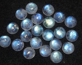 4x4 to 16x16 mm Natural Rainbow Moonstone Blue Multicolor Flashy Round Cabochon smooth flatback, June birthstone for jewelry making