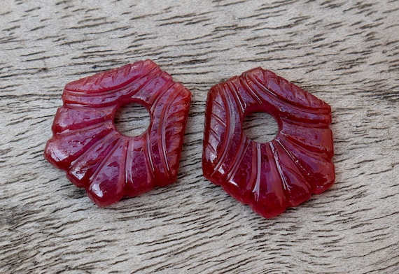 natural unheated ruby carving pair loose gemstone 16.51 ct, July birthstone for jewelry making