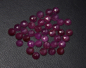 3 to 6 mm unheated natural Ruby round rosecut flatback cabochon, July birthstone for jewelry making 3x3, 4x4, 5x5, 6x6 mm smooth faceted cab