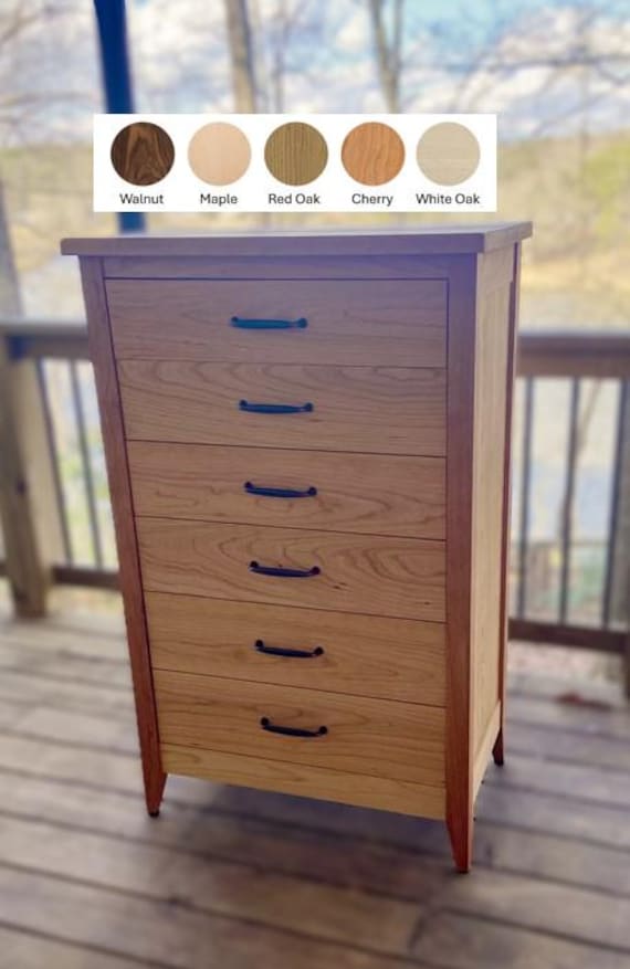 Solid Hardwood, Shaker Inspired Dresser. Shown in Cherry, also available in Maple, White Oak, Red Oak, and Walnut. Solid Hardwood, Shaker Inspired Dresser. Shown in Cherry, also available in Maple, White Oak, Red Oak, and Walnut.