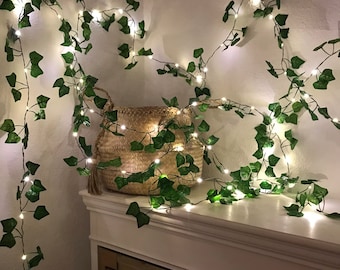 10 m ivy garland with 100 LED micro fairy lights, electricity or battery,