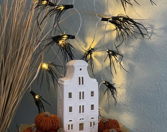 Halloween fairy lights feathers, 20 LED lights, decoration, children's room, bedroom, fluffy feathers