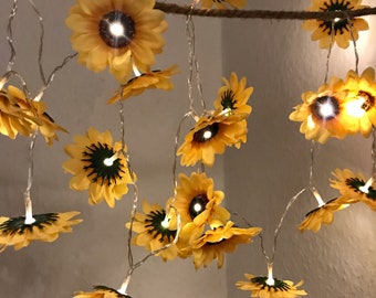 20er LED-Lichterkette mit Sonnenblumen, Valentinstag, Indoor