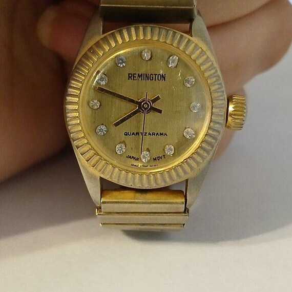 Vintage Remington Elegant Gold Tone Stretch Band Quartzarama Watch Japan Movt Etsy