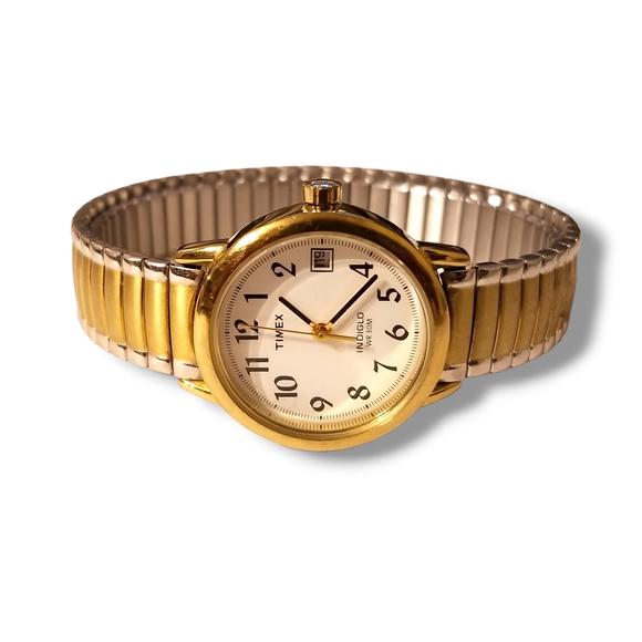 Timex gold stretch band watch sale