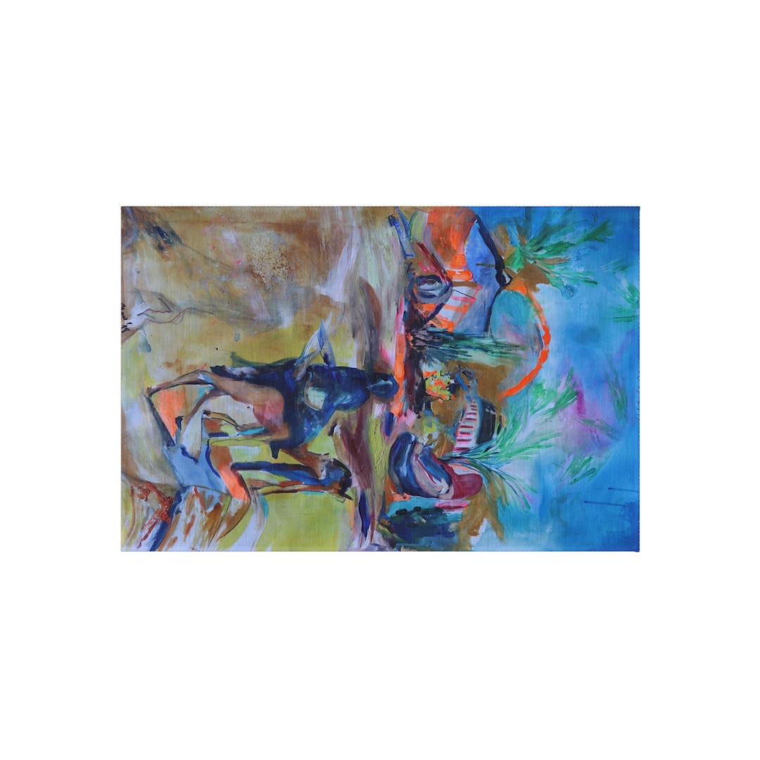 Colorful Abstract Beach Scene Outdoor Rug | Modern Coastal Art Mat - Etsy