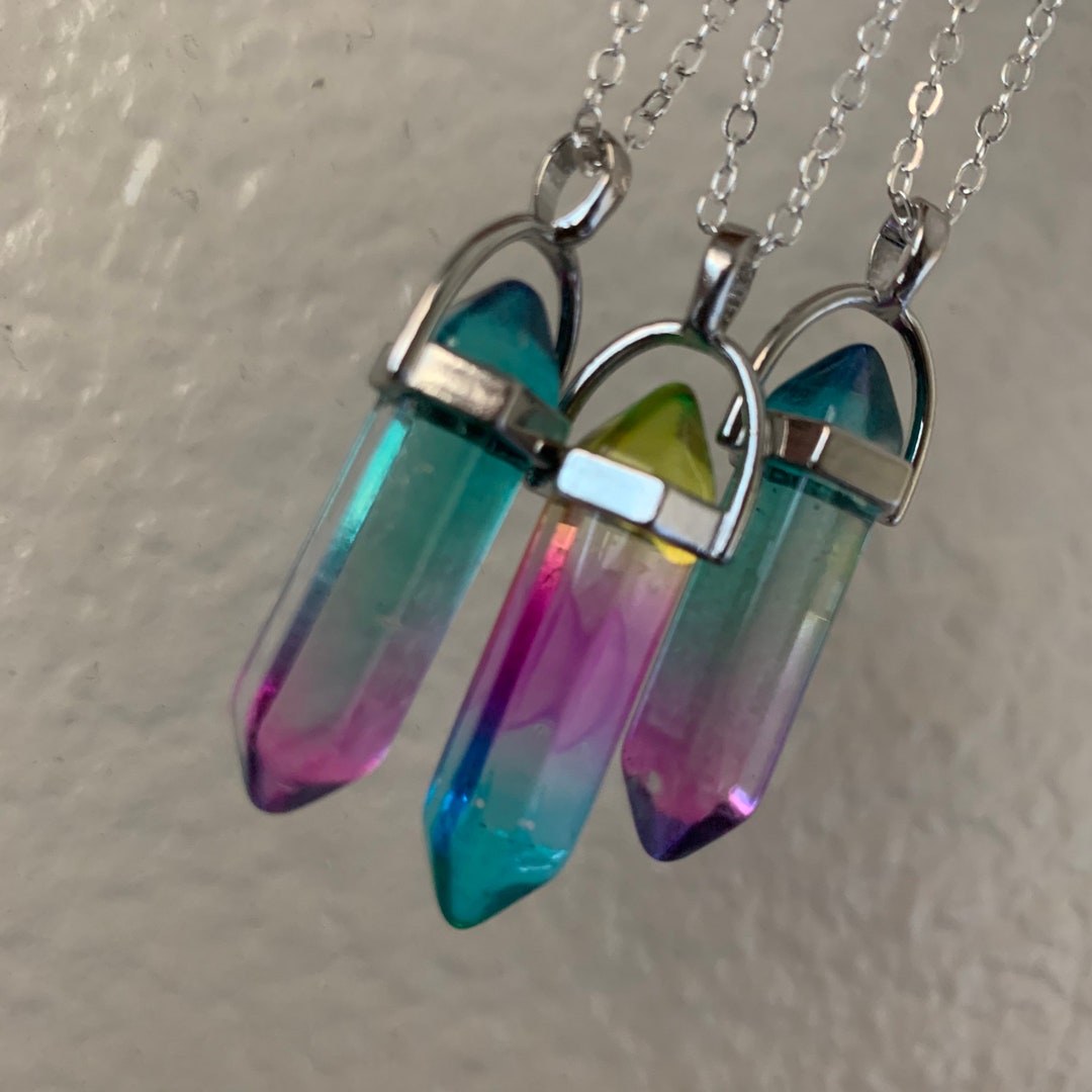 Crystal Point Necklace Healing Crystal Pendant Crystal Etsy