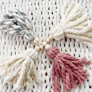 BoHo Tassel | Home Decor Yarn and Wooden Bead Tassel | Wood Beads