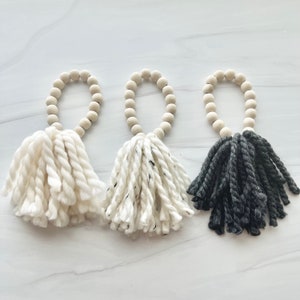 BoHo Tassel | Home Decor Yarn with Wooden Beads | Tassel | Wood Beads