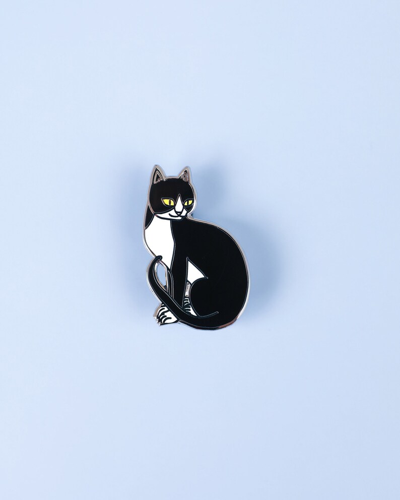 Tuxedo Cat Enamel Pin Pink