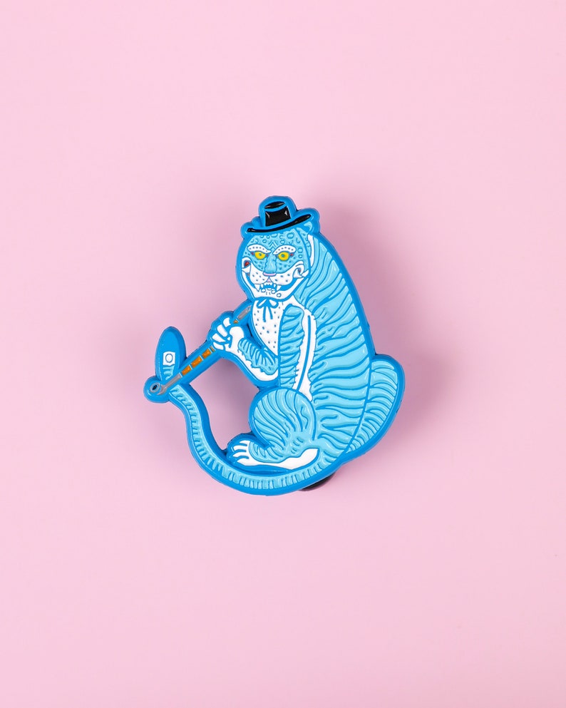 Tiger Smoking Pipe Enamel Pin Soft Enamel