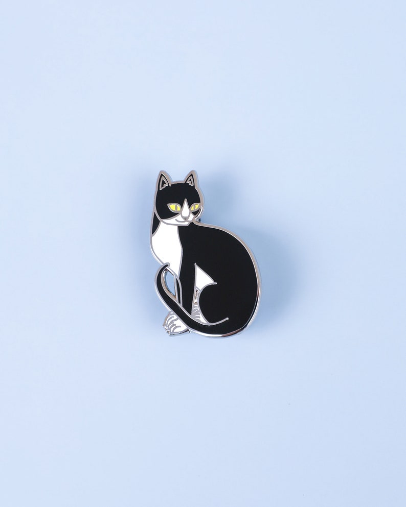 Tuxedo Cat Enamel Pin Black