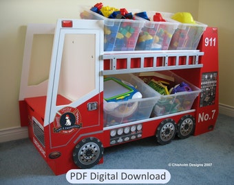 Fire Truck Toy Box Plans - PDF Woodworking Plans (Instant Digital Download) - For Your Little Firefighter