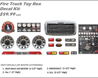 Fire Truck Toy Box Vinyl Decal Kit