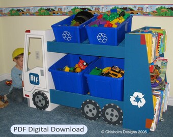 Recycling/Garbage Truck Toy Box Plans - PDF Woodworking Plans (Instant Digital Download) for Your Little Garbage / Recycling Truck Operator