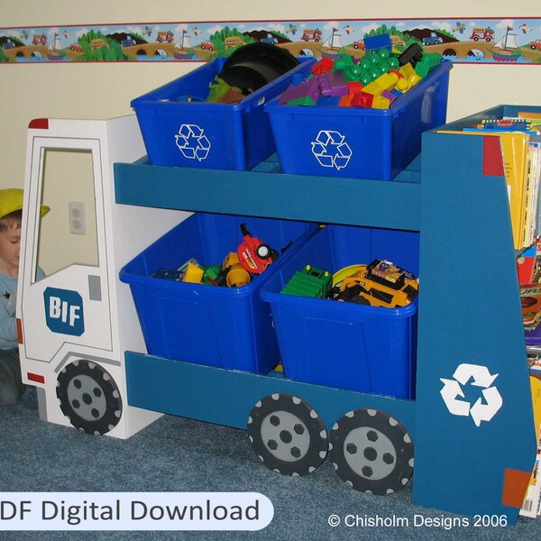 Recycling/Garbage Truck Toy Box Plans - PDF Woodworking Plans (Instant Digital Download) for Your Little Garbage / Recycling Truck Operator