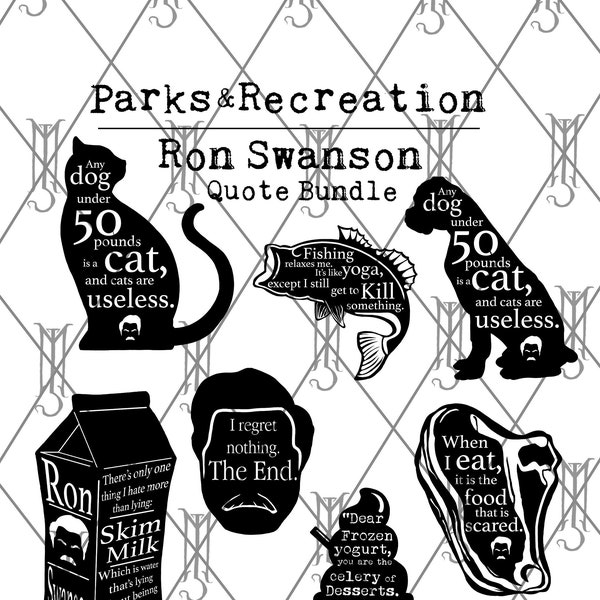 Parks and Recreation: Ron Swanson Silhouette Quote Bundle JPG/PNG/SVG