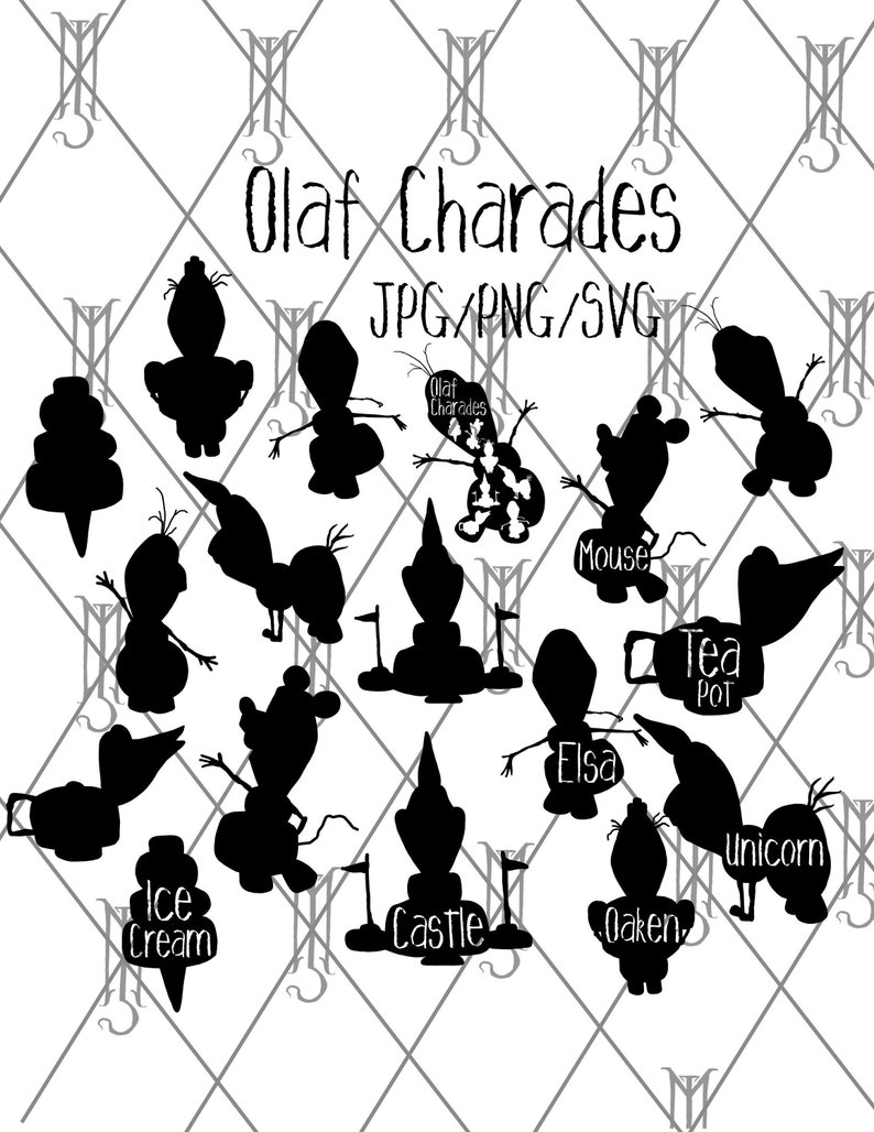 Frozen 2/ Olaf Charades Package- SVG / PNG / JPG image 1
