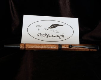 Slim Pen, Black Enamel and African Mahogany