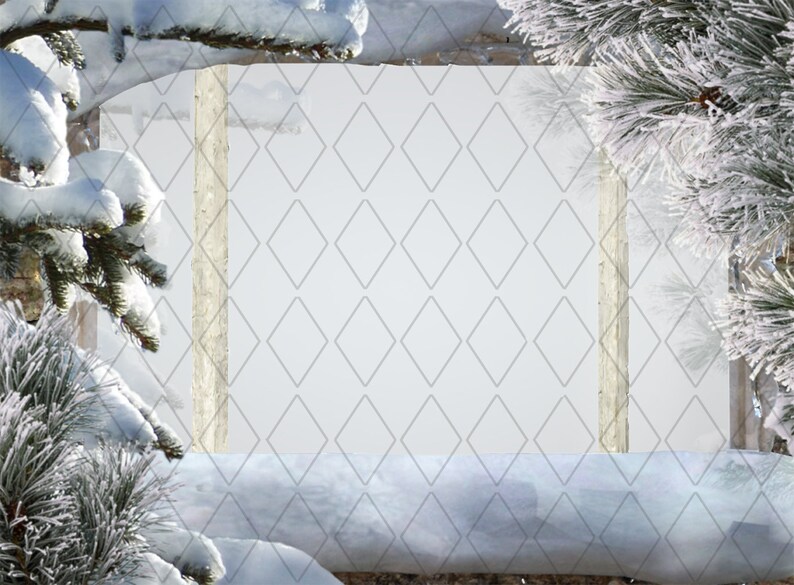 Winter background Snowy trees Beautiful Winter Window Window sill decoration Digital background Snowy window Window background