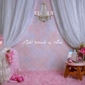 Pink bathroom digital background.  Every girl&#39;s dream of a beautiful dressing room.  Great for after a cake smash bath...