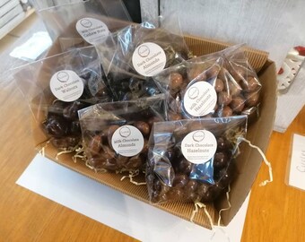 Cesta grande de nueces recubiertas de chocolate, chocolate belga hecho a mano, regalo de chocolate, regalo del día del padre, regalo de navidad.