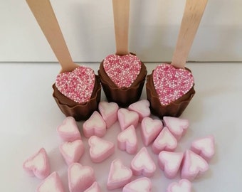 Belgian milk chocolate, pink chocolate heart Hot chocolate stirrer,hot chocolate spoon,hot chocolate melt,gift,birthday, valentine