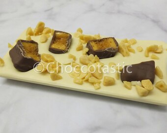 Honeycomb handmade Belgian chocolate bar, chocolate gift. Birthday gift. Party favor. Party bag.