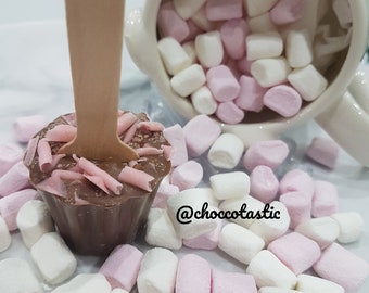 Belgian milk chocolate, strawberry flavour chocolate curls Hot chocolate stirrer,hot chocolate spoon,hot chocolate melt,gift,birthday